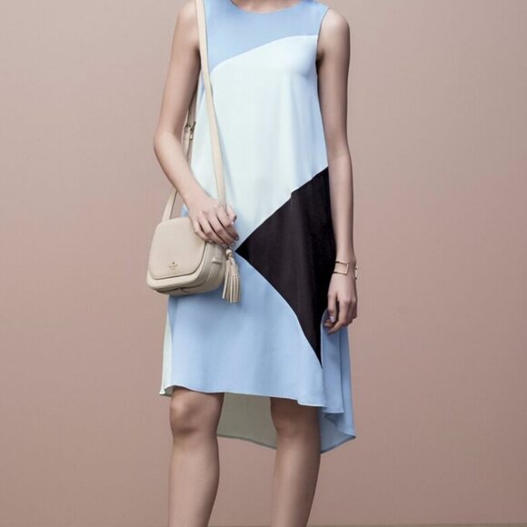 Vince Camuto Colorblock Hi Lo Shift Blue Tonic Water Flowy Dress - Picture 1 of 8